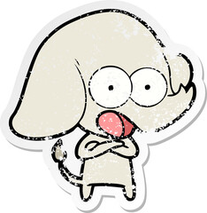 distressed sticker of a cute cartoon elephant