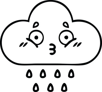recommend clip art: line drawing cartoon of a rain cloud