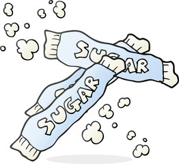 freehand drawn cartoon packets of sugar