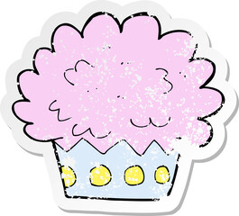 retro distressed sticker of a cartoon cup cake