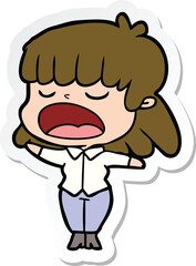 sticker of a cartoon woman talking loudly