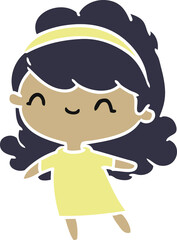 cartoon illustration kawaii girl with head band