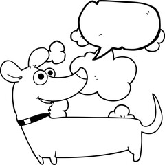 freehand drawn speech bubble cartoon happy dog