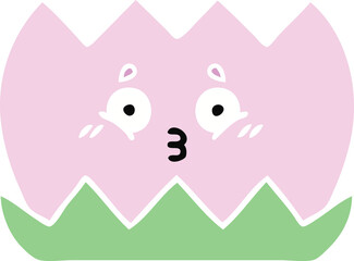 flat color retro cartoon of a water lilly