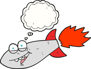 freehand drawn thought bubble cartoon missile