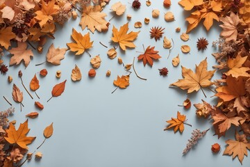 autumn composition of dry autumn leaves. ai generative