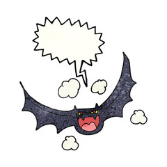 freehand speech bubble textured cartoon halloween bat