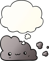 cute cartoon cloud with thought bubble in smooth gradient style