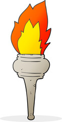 freehand drawn cartoon flaming torch