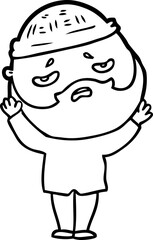 Obraz premium cartoon worried man with beard