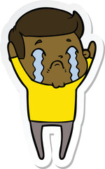 sticker of a cartoon man crying