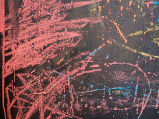 Abstract chalk drawing on blackboard children's drawings school close-up