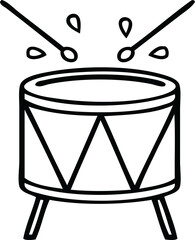 line drawing cartoon of a beating drum