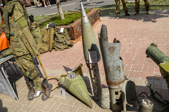 The main part with the detonator and the remains of the rocket part of the 9M27K unguided rocket for the Uragan anti-aircraft missile system used russian occupiers