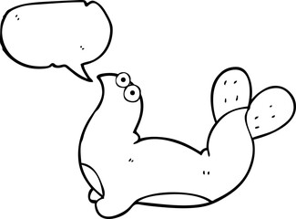 freehand drawn speech bubble cartoon seal