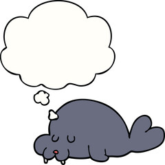 cartoon walrus with thought bubble