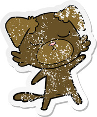 distressed sticker of a cute cartoon dog