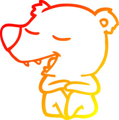 warm gradient line drawing of a cartoon bear