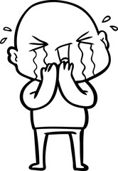cartoon crying bald man