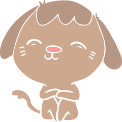 happy flat color style cartoon dog