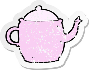 retro distressed sticker of a cartoon tea pot