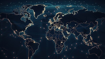 Minimalistic world map in moonlight. Ethereal, dark colors create a mysterious atmosphere - obrazy, fototapety, plakaty