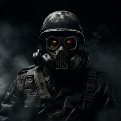 soldier with gas mask zombie power
