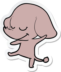sticker of a cartoon smiling elephant