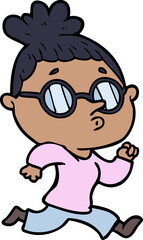 cartoon woman wearing glasses