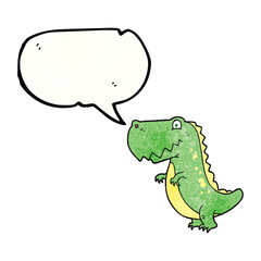 freehand speech bubble textured cartoon dinosaur