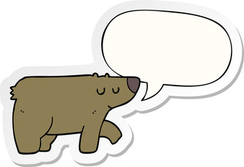 cartoon bear with speech bubble sticker