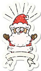 worn old sticker of a tattoo style santa claus christmas character