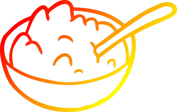 recommend clip art: warm gradient line drawing of a bowl of porridge