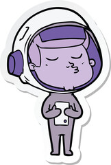 sticker of a cartoon confident astronaut
