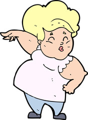 cartoon happy overweight lady