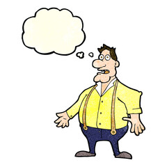 cartoon shocked man with thought bubble