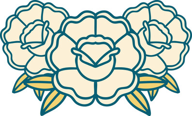 iconic tattoo style image of a bouquet of flowers