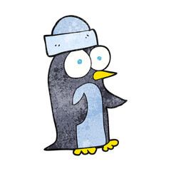 freehand textured cartoon penguin