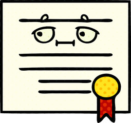 comic book style cartoon of a graduation diploma