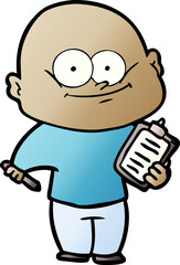 cartoon bald man staring