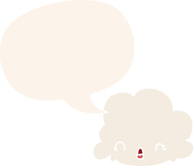 cartoon cloud with speech bubble in retro style