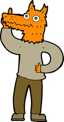 cartoon fox man with idea