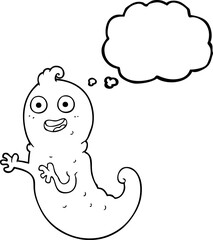 freehand drawn thought bubble cartoon ghost