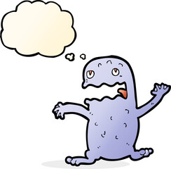 cartoon funny frog with thought bubble
