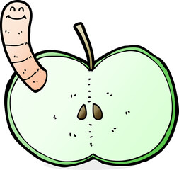 cartoon apple with worm