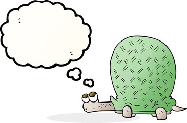 freehand drawn thought bubble cartoon tortoise