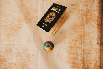 earth globe on wood