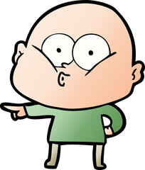 cartoon bald man staring