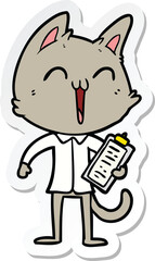 sticker of a happy cartoon cat