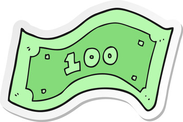 sticker of a cartoon 100 dollar bill